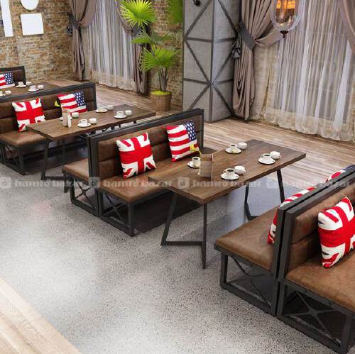 Modern Metal Sofa Cushions Restaurant Table Cafe